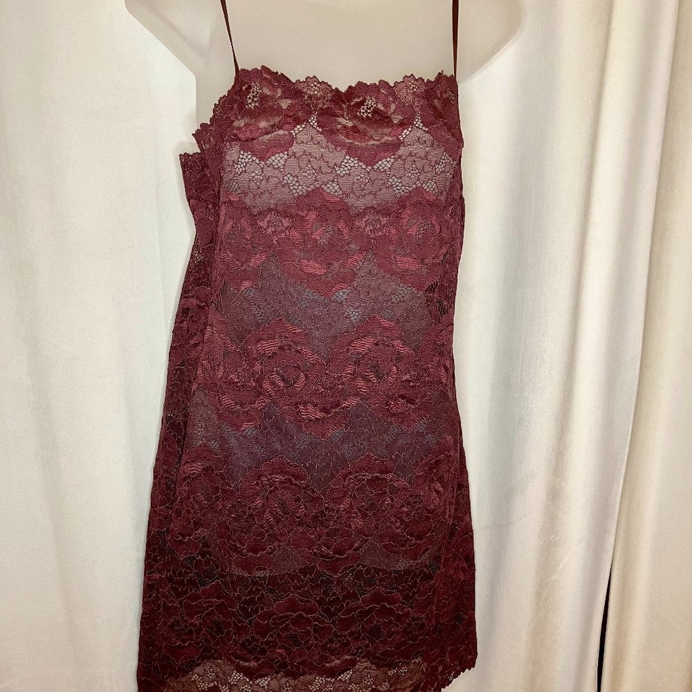 Lace slip dress, deep red NWOT